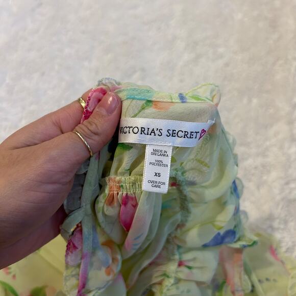 VTG Victoria's Secret Floral Babydoll Camisole Green Sheer Y2K Soft Coquette XS - Picture 5 of 5